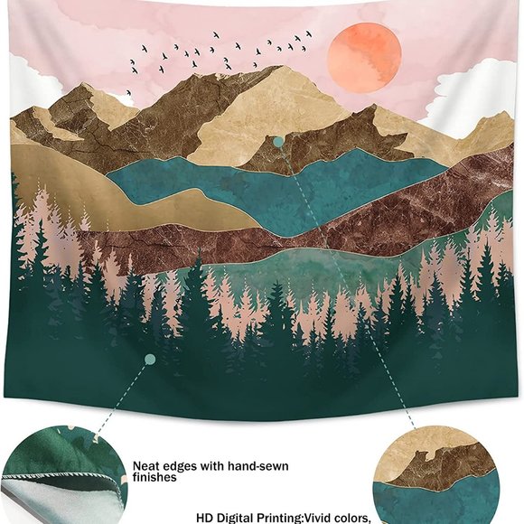 Mountain Tapestry Forest Tree 51.2" x 59.1" - Picture 5 of 7